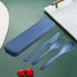 Reusable Travel Utensils Set with Case, Wheat Straw Portable Cutlery, Eco-Friendly Tableware for Kids, Adults, Blue