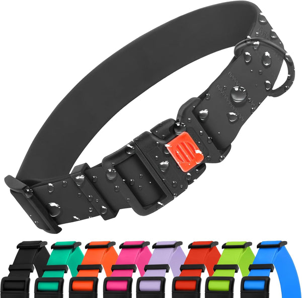 CollarDirect Waterproof Dog Collar - Adjustable Silicone, Plastic Collar for Large, Medium, Small Dogs, Black