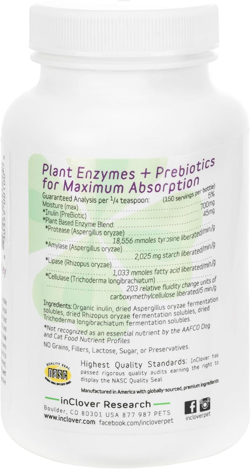 InClover Optagest Natural Digestive Aid, 3.5oz, Organic Prebiotics & Enzymes for Dogs and Cats