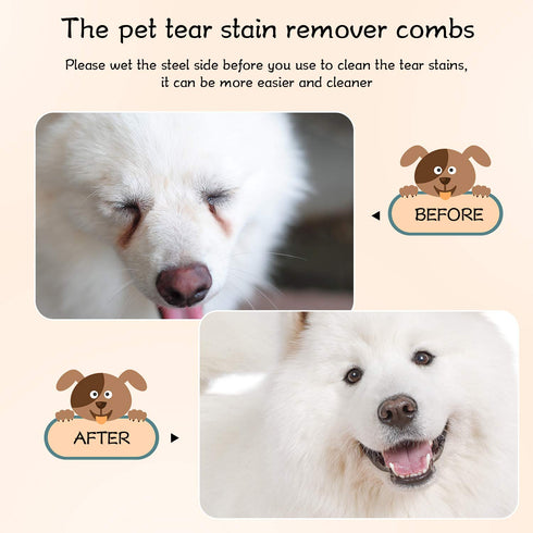Mudder 6 Pieces Dog Eye Comb, Double Head Tear Stain Remover Comb for Small Cat Puppy Grooming