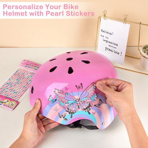 Kids Bike Helmet Skateboard Helmet for 8-14 Years, Adjustable Butterfly Scooter Helmets
