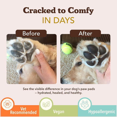 Natural Dog Company Paw Soother Balm & Wax for Dogs - Moisturizing Relief for Dry, Cracked Paws, 2 oz Stick