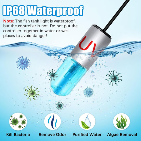 TAISHAN Aquarium Clean Light, 3W Mini Algae Removal Light with Timer for Fish Tank, Pond, Swimming Pool