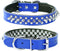 Spiked Studded Dog Collar, Genuine Leather, Adjustable for Small or Medium Pets, L, Dark Blue-2