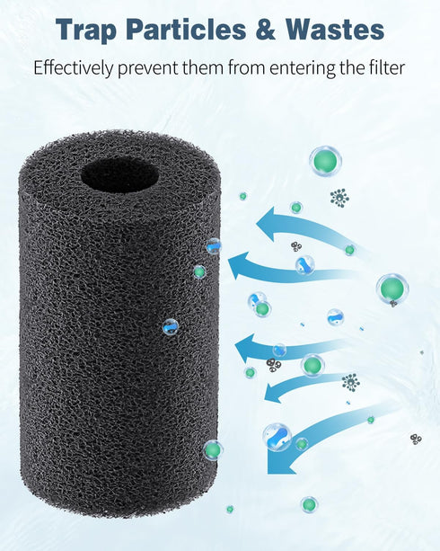 Pawfly 6 Pack Pre-Filter Sponge, 0.6" Aquarium Intake Filter Sponge Foam Cover Rolls for Small Fish, Shrimp Fry Fish