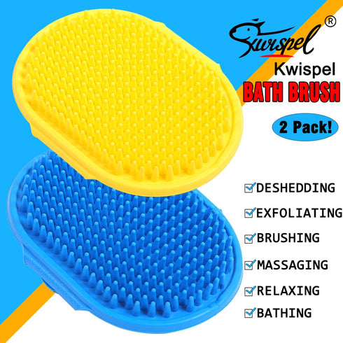 2pcs Dog Grooming Brush, Pet Shampoo Bath Brush Dog Grooming Shedding Brush Soothing Massage Rubber Comb