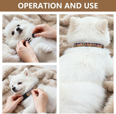 Qilmy 2-Pack Books Shelf Adjustable Pet Collar with Bell, Soft Dog Collar with Quick Release Buckle for Cats Small