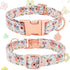 Soft Cotton Dog Collar, Adjustable with Metal Buckle, Orange Floral Pendant for Small Medium Large Dogs (Large)