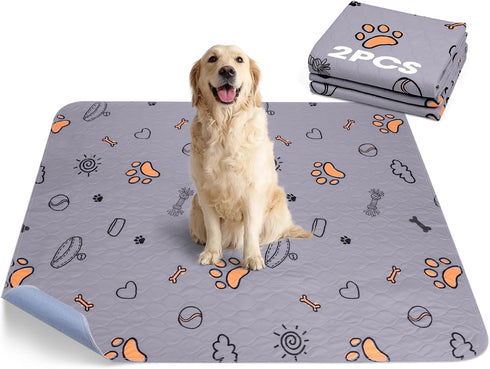 Washable Pee Pads for Dogs, 2 Pack Large 36"x41", Super Absorbent Reusable Non-Slip Whelping Pads