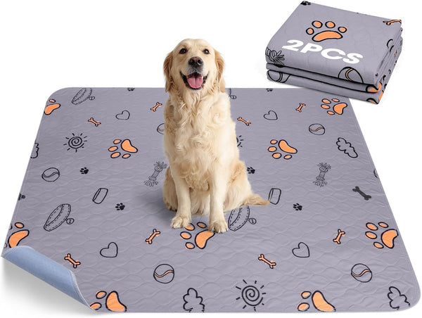 Washable Pee Pads for Dogs, 2 Pack Large 36"x41", Super Absorbent Reusable Non-Slip Whelping Pads