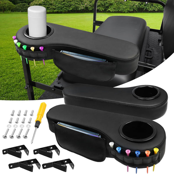 iLSKW Golf Cart Rear Armrest with Cup Holder, Upgraded Stable Triangle Support Frame for EZGO Club Car