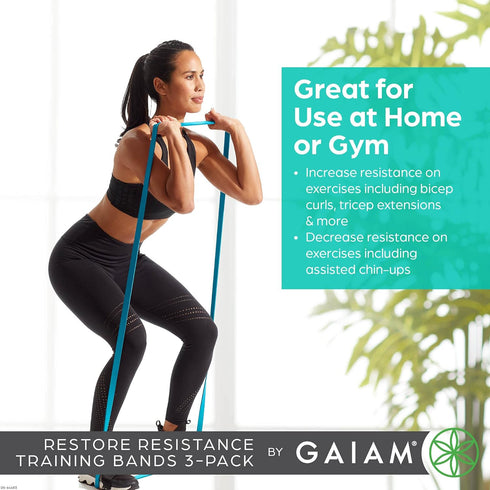 Gaiam Restore Resistance Training Workout Pull Up Bands - 3 Pack, Extra-Strong Durable Exercise Loop Cords