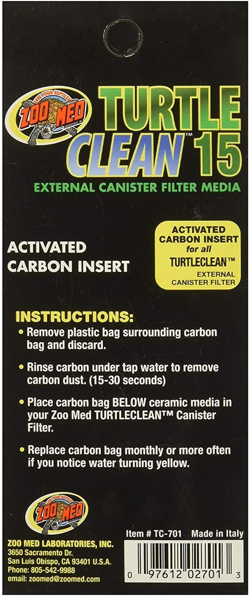 (3 Pack) Zoo Med Turtle Clean 15 Activated Carbon Inserts