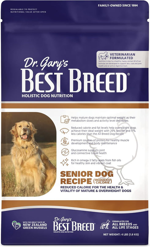 Best Breed Senior Dog Diet (Reduced Calorie) Made in USA, Natural Dry Dog Food, 4lbs