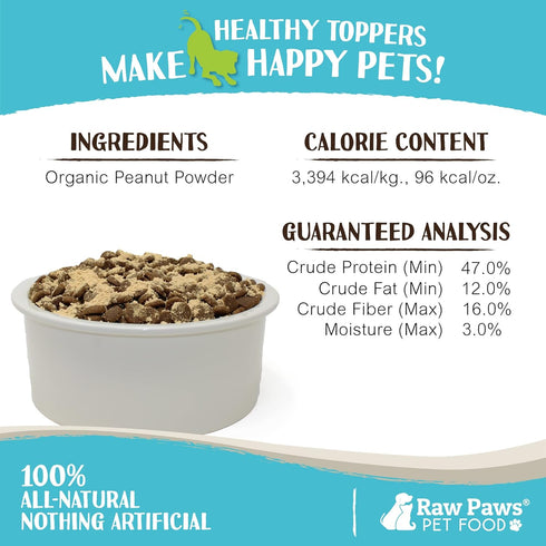 Raw Paws Boost Pet Food Topper, Organic Peanut Powder, 2.8-oz, Made in USA, Dog Food Toppers for Picky Dogs