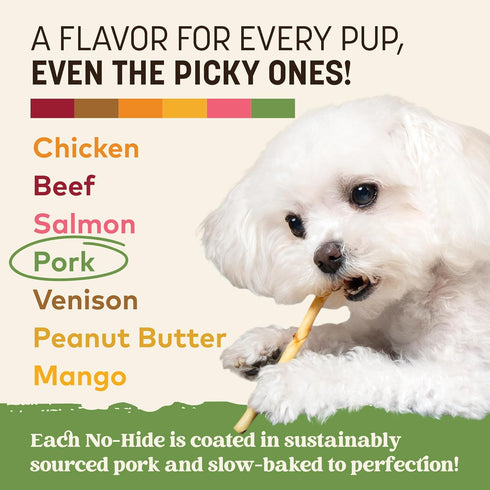 40 Count Pack Earth Animal No Hide Stix - Long Lasting Rawhide Free Small Dog Chews Sticks, Pork - Extra Value