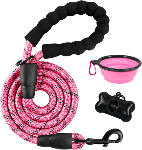 BARKBAY Heavy Duty Dog Leash for Large Dogs, 5FT with Comfortable Padded Handle, Pink