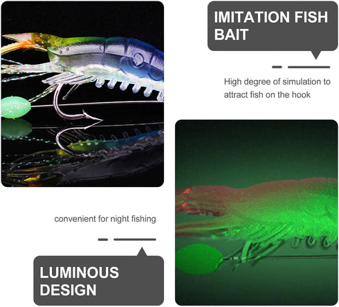 5pcs 9cm 6g MAGICLULU Soft Plastic Fishing Lures with Hooks Artificial Shrimp Baits Glow-in-The-Dark Realistic Soft
