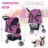 3Wheels BestPet Pet Dog Stroller for Folding Lightweight Cat Travel Stroller with Cup Holder,Purple
