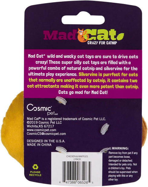 Mad Cat Pack Pack 2 Chicken and Waffles Twin Catnip & Silvervine Cat Toy