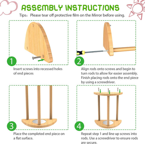 Mini Chick Perch with Mirror, Strong Bamboo Roosting Bar for Coop and Brooder, Training Perch for Baby Chicks, Easy to