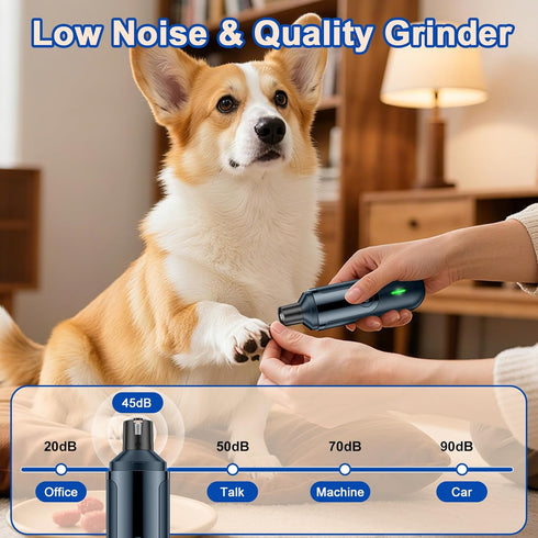 HOOCEN Trimmers Pet Nail Grinder, Quiet and Low-Vibration Dog Nail for Large Dogs, Medium, Small Dogs Cats Pets