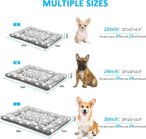 Dog Bed Mat, Reversible Crate Pad for Medium Small Dogs, Portable Soft Pet Bed Mat, Machine Washable (24-inch)