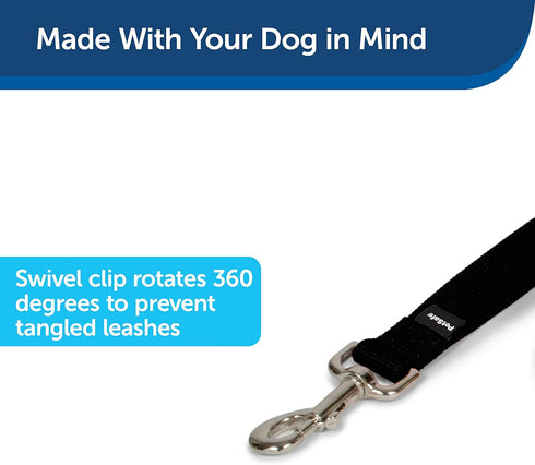 PetSafe Nylon Dog Leash - Strong, Durable, Traditional Style Leash with Easy to Use Bolt Snap - 3/8 in. x 6 ft., Black