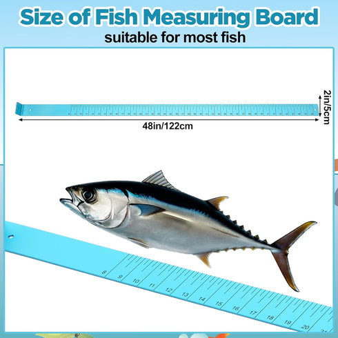 Zonon 1/8" 48" Thick x Long Fish Measuring Board Anodized Aluminum Fish Ruler Aqua Blue Corrosion Resistant Boat