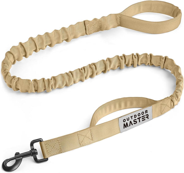OutdoorMaster Bungee Dog Leash, Heavy Duty with Shock Absorption, 4 FT Tan Training Leash