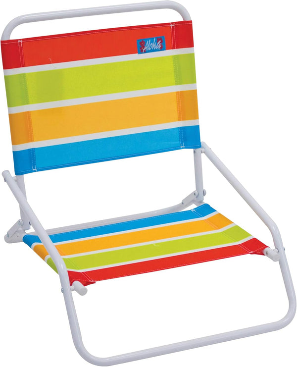 Rio Brands 1-Position Low-Profile Folding Beach Chairs, Lightweight Steel Outdoor Portable Camping