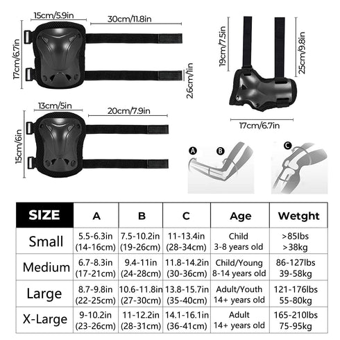 Roller Skate Pads, Adult Knee and Elbow Pads for Roller Skating, Wrist Guards, Protective Gear for Men and Women