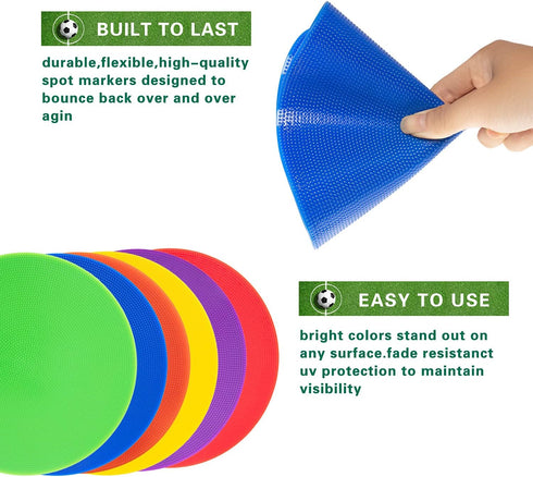 Spot Markers, 9 Inch Non Slip Rubber Floor Markers, Flat Field Cones for Soccer, Basketball, Sports Training