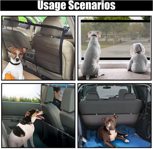 Car Dog Barrier Net, Auto Protection Fence Net Backseat Mesh Pet Barrier for Most Cars, Trucks, SUVs