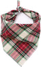 Elegant Little Tail Christmas Plaid Pet Bandana, Washable Reversible Cotton Scarf for Small to Large Dogs