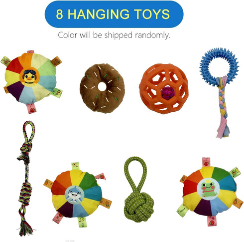 RAOPINGX (XL:19.6 19.6 Inch) Puppy Play Gym for Small Breed Dogs, Removable Hanging Toys with Bungee Straps