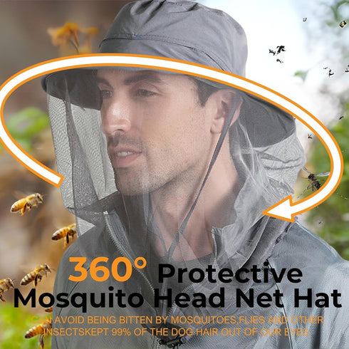 Flammi Mosquito Net Safari Hat with UV Protection, Boonie Hat for Men and Women, Neck Flap