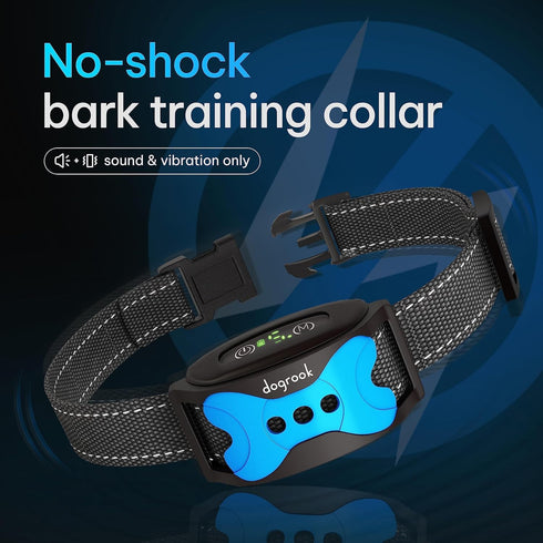 DogRook Smart Dog Bark Collar, No Shock Training Collar with Beep & Vibration, Rechargeable for All Dog Sizes