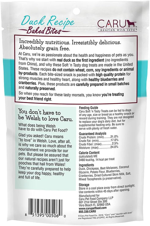 CARU Soft 'n Tasty Baked Bites, Duck Bites Dog Treats, Flavorful Training Treats, 4 oz