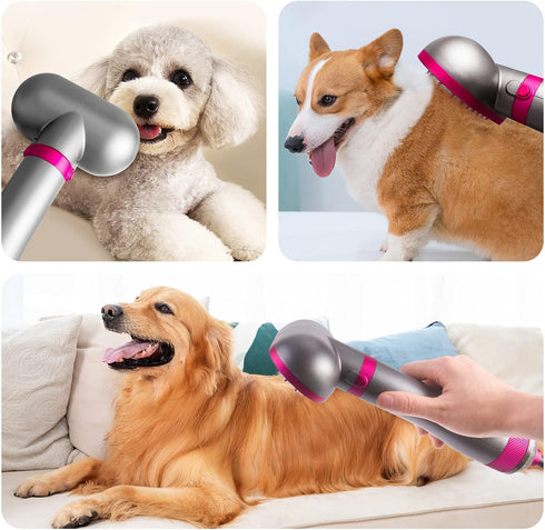 Dog Hair Dryer, 2-in-1 Blower with Brush, 3-Modes Professional Home Grooming Drying for Small Large Cat Pet Puppy