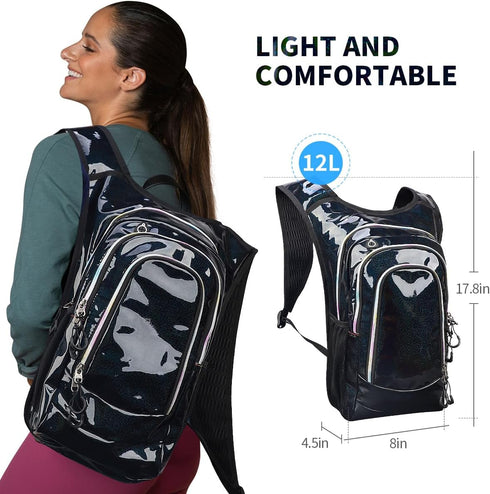 Rave Hydration Backpack, Festival Pack with 2L Water Bladder, Lightweight Anti Theft Hydropack