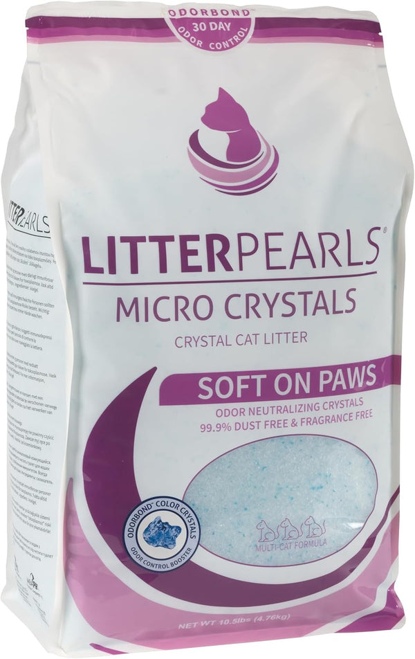 Litter Pearls Micro Crystals Cat Litter, 10.5 lb, Clear with Blue (10610)