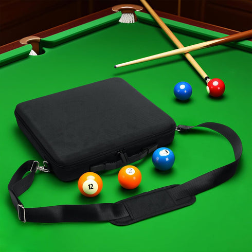 17 Set Pumtus Pool Ball Carrying Case, Billiard Balls Storage Bag with Handle & Adjustable Shoulder Strap, EVA Pool