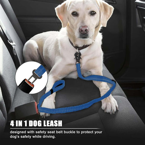 Heavy Duty Tactical Bungee Dog Leash - 4-6FT Shock Absorbing with 2 Padded Handles, Metal Carabiner Clip, Reflective