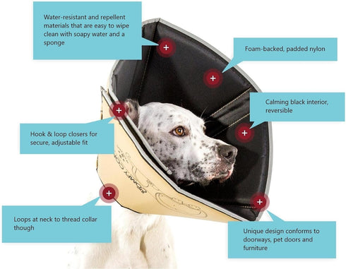Comfy Cone Pet Cone for Dogs and Cats - Large, Black, Soft Recovery Collar for After Surgery