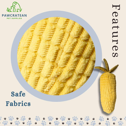 7" Plush Squeaky Toy for Small Dogs - Soft and Washable Corn Design