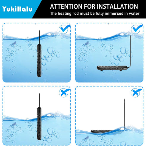 YukiHalu 100W Aquarium Heater with Protective Case, Temperature Adjustable for 10/20/40/75/120 Gallons