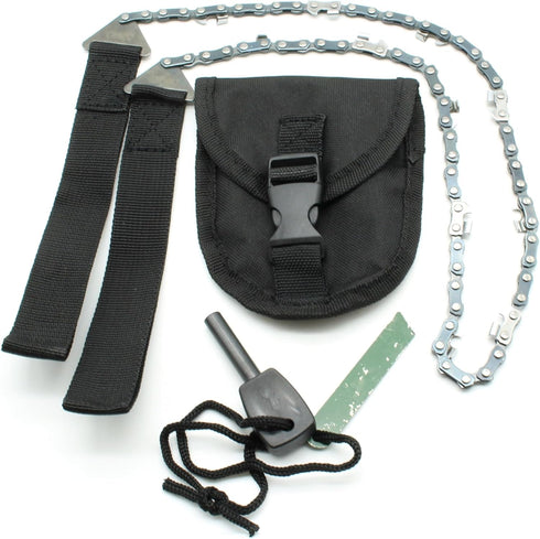 TEMO Pocket Chainsaw 24 Inch Long Chain & FREE Fire Starter, Compact Folding Hand Saw Tool for Survival Gear, Camping,