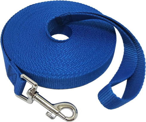Nylon Training Dog Leash for Small Medium Large Dogs, 30ft Long Leash for Obedience Recall Training, Blue