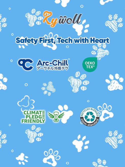 24"x18" 3.0 Rywell Super-Absorbent Cooling Mat for Dogs Arc-Chill & Color-Changing Dog Cooling Mat, Stay Cool & Dry